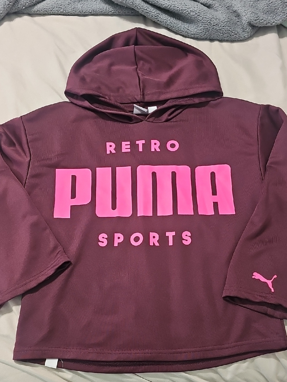 Puma Maroon Pullover Hoodie with Pink Logo